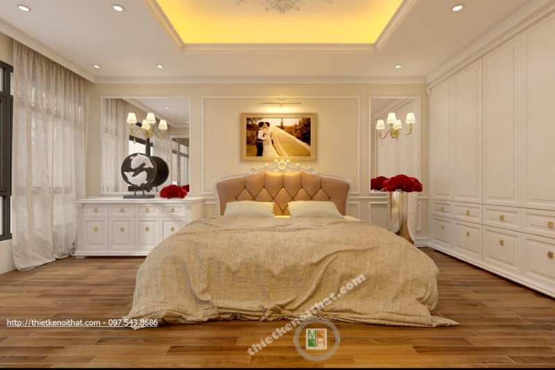 Giường ngủ chung cư tân cổ điển