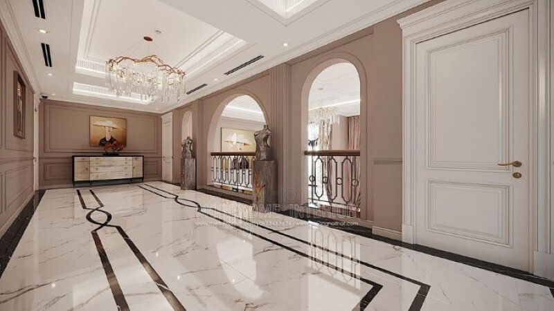 Bàn trang trí hành lang đẹp, sang trọng tạo điểm nhấn ấn tượng. Mẫu nội thất biệt thự đẹp