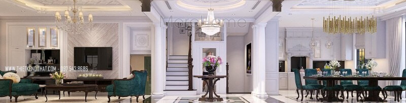 Mẫu thiết kế nội thất biệt thự Vinhomes Riverside là một trong những công trình thiết kế mang đậm phong cách tân cổ điển, sang trọng và quý phái Mẫu nội thất biệt thự đẹp